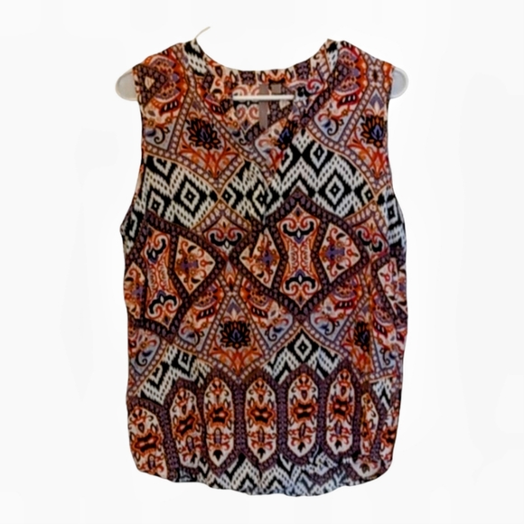 NWOT Brina & Em Bohemian Aztec Multi Color Sleeveless Blouse Size Medium - Picture 4 of 12
